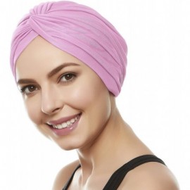 Headbands Womens Swim Cap Bathing Turban-Polyester Twisted Pleated Turban Head Cover - Light Pink - CJ18GOAEE0Q $12.64