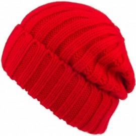 Skullies & Beanies Womens Winter Headwear Thick Soft Cable Knit Beanie Hats - Red - CB18H37EZ25 $9.11