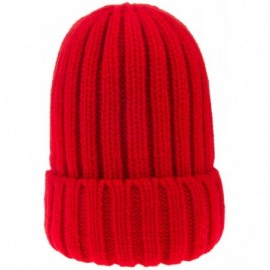 Skullies & Beanies Womens Winter Headwear Thick Soft Cable Knit Beanie Hats - Red - CB18H37EZ25 $9.11