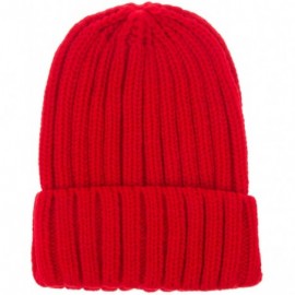Skullies & Beanies Womens Winter Headwear Thick Soft Cable Knit Beanie Hats - Red - CB18H37EZ25 $9.11