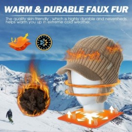 Skullies & Beanies Unisex Knit Beanie Visor Cap Winter Hat Fleece Neck Scarf Set Ski Face Mask 55-61cm - 00773-navy - CO18YZ8...