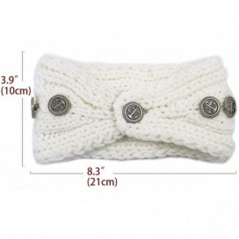 Headbands Women's Winter Knit Headband - Button - White - C211QWMIISD $12.69