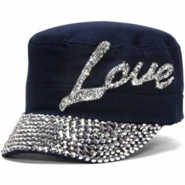 Baseball Caps Womens Love Embellished Cadet Cap - Navy - CI11OWA2F7V $11.61