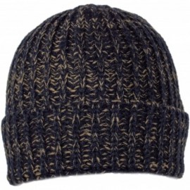 Skullies & Beanies Thick Soft Cold Weather Beanie Cap- Fitted Winter Cable Knit Toboggan Hat - Navy - CL186DX2URI $9.58