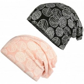 Skullies & Beanies Flower Printed Beanie Women Turban Headband Chemo Cap - 2 Pack Set 17 - CD18WN67Q6T $17.47