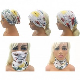 Skullies & Beanies Flower Printed Beanie Women Turban Headband Chemo Cap - 2 Pack Set 17 - CD18WN67Q6T $17.47