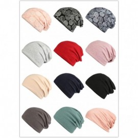 Skullies & Beanies Flower Printed Beanie Women Turban Headband Chemo Cap - 2 Pack Set 17 - CD18WN67Q6T $17.47
