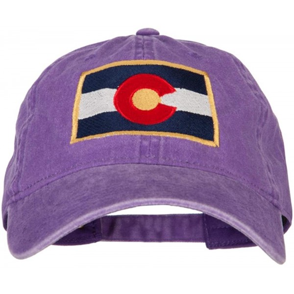 Baseball Caps Colorado State Flag Embroidered Washed Buckle Cap - Purple - CX18X5GGO93 $28.12