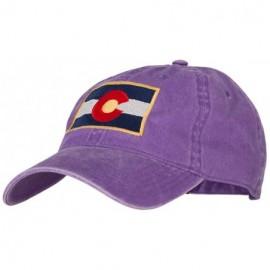 Baseball Caps Colorado State Flag Embroidered Washed Buckle Cap - Purple - CX18X5GGO93 $28.12