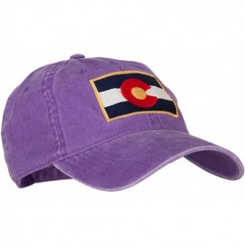 Baseball Caps Colorado State Flag Embroidered Washed Buckle Cap - Purple - CX18X5GGO93 $28.12