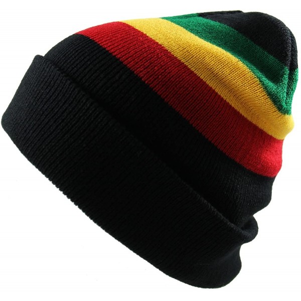 Skullies & Beanies Men's Rasta Long Beanie Black - CE11VV2S2J9 $10.60