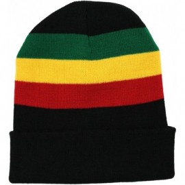 Skullies & Beanies Men's Rasta Long Beanie Black - CE11VV2S2J9 $10.60