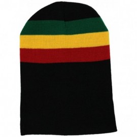 Skullies & Beanies Men's Rasta Long Beanie Black - CE11VV2S2J9 $10.60