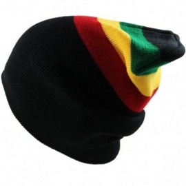 Skullies & Beanies Men's Rasta Long Beanie Black - CE11VV2S2J9 $10.60