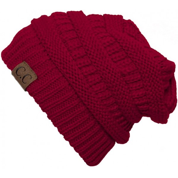 Skullies & Beanies Thick Knit Soft Stretch Beanie Cap - Red - CO11PEGP4KX $8.89