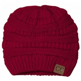 Skullies & Beanies Thick Knit Soft Stretch Beanie Cap - Red - CO11PEGP4KX $8.89