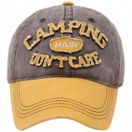 Baseball Caps Distressed Baseball Cap Washed Cotton Vintage Dad Hat Women Men Camping Hair Don't Care Trucker Hat - CA18U8ZXK...