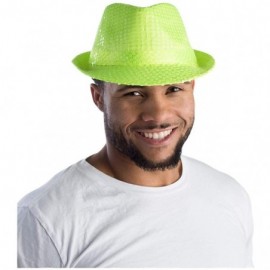 Fedoras Colorful Sequined Fedora Hat for Adults - Green - CO11YMQBYJB $16.82