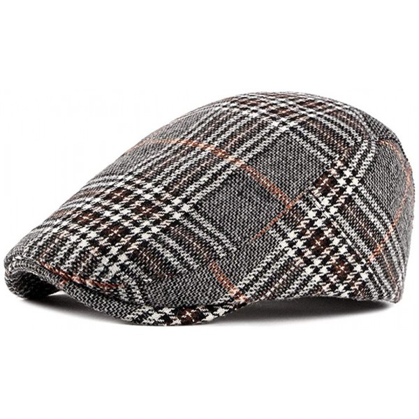 Newsboy Caps Mens Adjustable Plaid Ivy Newsboy Cabbie Gatsby Golf Beret Flat Hat Cap - 411grey - CS196XLT0Y7 $10.39