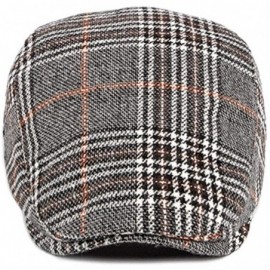 Newsboy Caps Mens Adjustable Plaid Ivy Newsboy Cabbie Gatsby Golf Beret Flat Hat Cap - 411grey - CS196XLT0Y7 $10.39