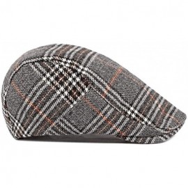 Newsboy Caps Mens Adjustable Plaid Ivy Newsboy Cabbie Gatsby Golf Beret Flat Hat Cap - 411grey - CS196XLT0Y7 $10.39