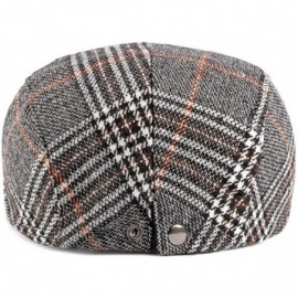 Newsboy Caps Mens Adjustable Plaid Ivy Newsboy Cabbie Gatsby Golf Beret Flat Hat Cap - 411grey - CS196XLT0Y7 $10.39