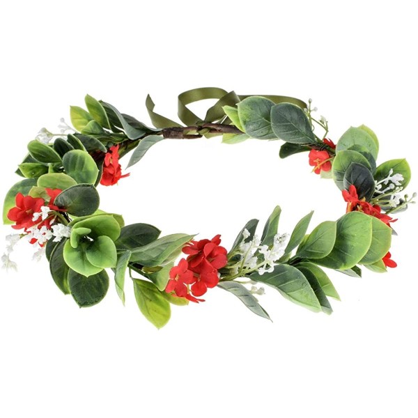 Headbands Succulent Flower Crown Eucalyptus Halo Wedding Floral Headband Photo Prop - B-red - CO18RKTXOEH $12.96