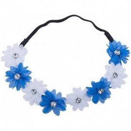 Headbands Floral Flower Crown Stretch Headband - White Blue - CX187C54CR6 $8.95