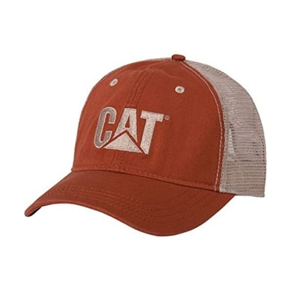 Baseball Caps Cat Orange Twill/Tan Mesh-CAT Hat - C412D5PJWKH $14.36