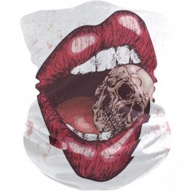 Balaclavas Stylish Gaiters Seamless Recreation - Punk Red Lips Biting a Skull - CK197M4NQDD $22.51