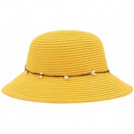 Sun Hats Girls Flower Straw Hat Large Brim Beachwear Sunhat Floral Tea Party Cap - Yellow - C218EO8T2IO $13.62