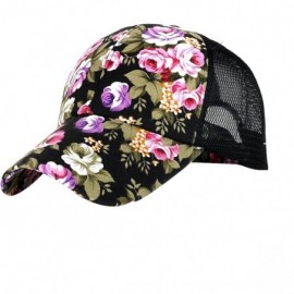 Baseball Caps Snapback Baseball Cap Floral Perforated Ball Caps Golf Hats Summer Mesh Hat for Women Teens Girls - Black - CU1...