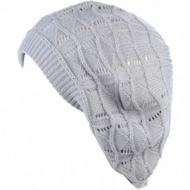 Berets Womens Knit Beanie Beret Hat Lightweight Fashion Accessory Crochet Cutouts - J019ltgry - CV194YHLAS6 $10.35