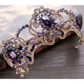 Headbands Purple Rhinestone Big Queen Flower Crown Bridal Wedding Jewelry Tiara Crown Vintage Headband Accessories(63) - C118...