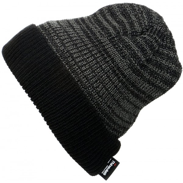 Skullies & Beanies Two-Tone Warm Winter Beanie w/ 3M Thinsulate Lining - Grey/Black - CW11QDQQKKV $12.99