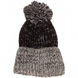 Skullies & Beanies Thick Adult Stockinette Knit Cuffed Beanie W/Pom Pom (One Size - L/XL) - Brown/Beige - CN125R7V3IP $8.77