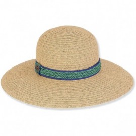Sun Hats Women's Chic Wide Brim Sun Hat with Trim 1726 - A. Natural - CR12FWTPLPT $27.11