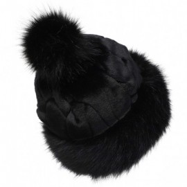 Bomber Hats Women's Faux Fur Hat Russian Cossack Pompom Cap for Winter Ski Snow - Black - CQ18WAENHW7 $24.43