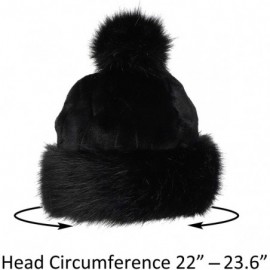 Bomber Hats Women's Faux Fur Hat Russian Cossack Pompom Cap for Winter Ski Snow - Black - CQ18WAENHW7 $24.43