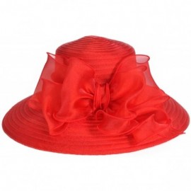 Sun Hats Women's Dressy Church Baptism Wedding Derby Hat - Red1 - CS19637AXMO $20.31