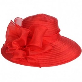 Sun Hats Women's Dressy Church Baptism Wedding Derby Hat - Red1 - CS19637AXMO $20.31