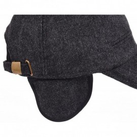 Newsboy Caps Mens Winter Wool Woolen Tweed Peaked Earflap Baseball Cap - A Black - CG18M74GN93 $11.82