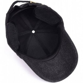 Newsboy Caps Mens Winter Wool Woolen Tweed Peaked Earflap Baseball Cap - A Black - CG18M74GN93 $23.96