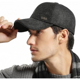 Newsboy Caps Mens Winter Wool Woolen Tweed Peaked Earflap Baseball Cap - A Black - CG18M74GN93 $11.82