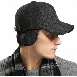 Newsboy Caps Mens Winter Wool Woolen Tweed Peaked Earflap Baseball Cap - A Black - CG18M74GN93 $11.82