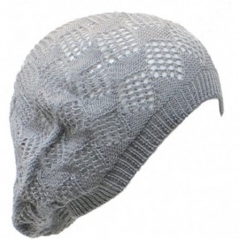 Berets Womens Knit Beanie Beret Hat Lightweight Fashion Accessory Crochet Cutouts - Light Gray - CA11TT22LKT $12.40