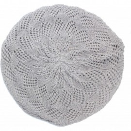 Berets Womens Knit Beanie Beret Hat Lightweight Fashion Accessory Crochet Cutouts - Light Gray - CA11TT22LKT $12.40