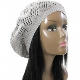 Berets Womens Knit Beanie Beret Hat Lightweight Fashion Accessory Crochet Cutouts - Light Gray - CA11TT22LKT $12.40