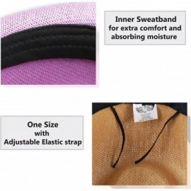 Fedoras Classic Unisex Summer Short Brim Straw Fedora Hat - Hot Pink - CT18C6E8ZX0 $10.19