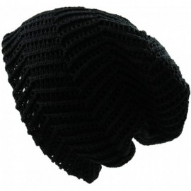 Skullies & Beanies Unisex Knit Slouch Reversible Beanie - Black - CM11TWU4HXR $21.20